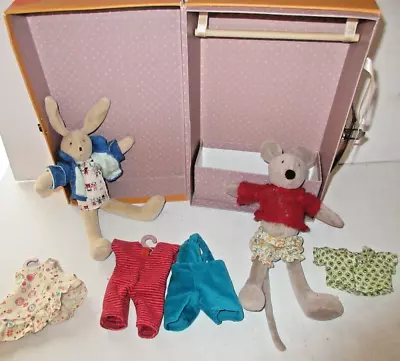 Moulin Roty Plush Animal Rabbit & Mouse Clothes & Case La Grande Famille Toy Lot • $45.99