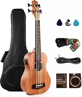 CUB402 Electric 30Inch All Solid Wood Mahogany Ukulele Bass - Tuned As E-A-D-G • $222.99