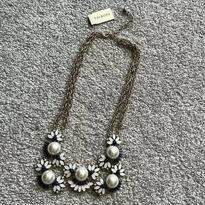 NWT Talbots Gold Blue And Pearl Multi Strand Necklace • $35