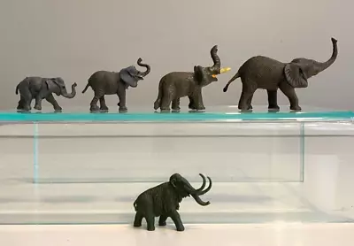 VINTAGE LOT Of 5 PLASTIC MINIATURE ELEPHANT FIGURINES-DOLLHOUSE/DIARAMAS/CRAFTS • $6.99