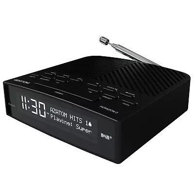 Azatom DAB DAB+ FM Radio Alarm Clock Speaker Bedside Bluetooth - Horizon 2 Black • £34.95