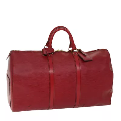 LOUIS VUITTON Epi Keepall 50 Boston Bag Red M42967 LV Auth 68419 • $480