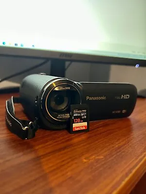 PANASONIC HC-V380EB-K 1080p FULL HD CAMCORDER WITH 128GB SD CARD AND CHARGER • £225