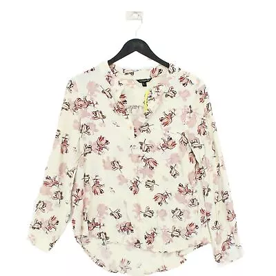 Cacharel Women's Blouse M Multi Floral 100% Viscose Long Sleeve Collared Basic • £13