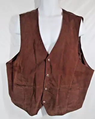 Global Identity Leather Vest 2XL Brown Lined G-111 Men's Button Front • $19.95