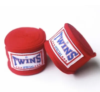 *RED* 5m Twins Hand Wraps [ MUAY THAI BOXING MMA UFC ] • £12.50