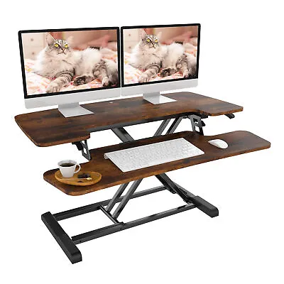 FlexiSpot 35  Standing Desk Riser Keyboard Tray Stand Up Desk Converter Rustic • $59.99