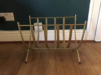 £15 • Buy Vintage Retro Magazine Rack Foldable Brass Coloured Metal Used Logs Decoration 