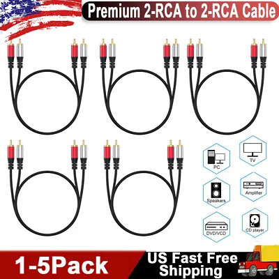 1-5Pack Gold Plated RCA Male L/R Stereo Audio Cable Plug 2-RCA To 2-RCA Cord USA • $39.59