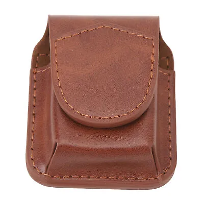 (Brown)Lighter Pouch Flip Top Leather Lighter Case With Pocket Belt Loop Rustic • £6.62