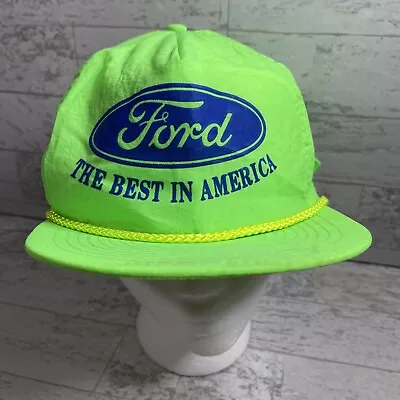 Vtg Ford Trucks Neon Green Trucker Farmer Hat The Best In America. Mohr’s. Retro • $27.03