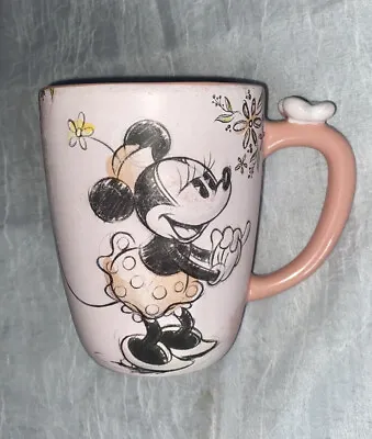 Disney Store Minnie Mouse Mug Coffee Latte Pink Raised 3D  Designer Vintage 0206 • $5.58