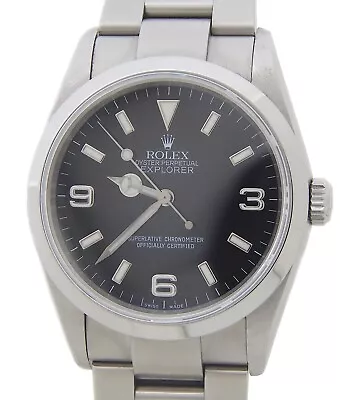 Rolex Mens Explorer I Stainless Steel Watch Black Arabic Dial Oyster Band 114270 • $12173.84