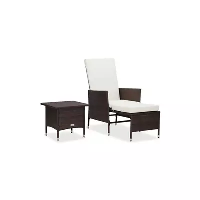 2 Piece Poly Rattan Brown Garden Lounge Set With Cushions • $459.95