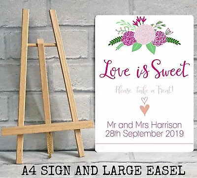 Love Is Sweet Wedding Table Sign Metal - PERSONALISED - Flower Design • £6.95