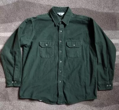 Vintage Black Duck Chamois XL Green Flannel Button Up Long Sleeve Shirt • $19.99