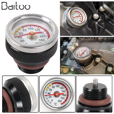 Black M20x1.5 Motorcycle Oil Temp Temperature Gauge Filler Cap 0-200 Celsius • $15.19