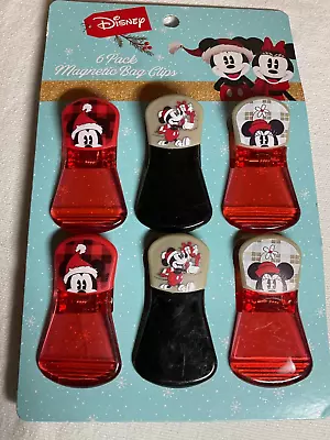 Disney Magnetic Bag Clips (6) Mickey Minnie Red Black Christmas Nwt • $9.99