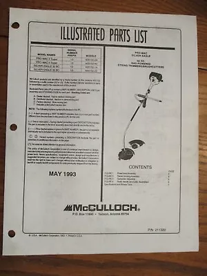 Used Mcculloch Pro Mac Silver Eagle 32cc String Trimmer  Parts List May 1993 • $8.65