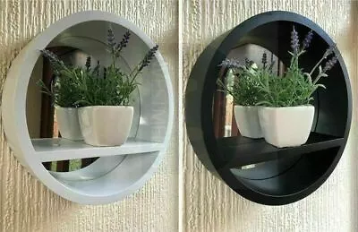 New Retro Round Porthole Mirror With Shelf Bed Bath Room Deep Round Shelf Mirror • £13.99