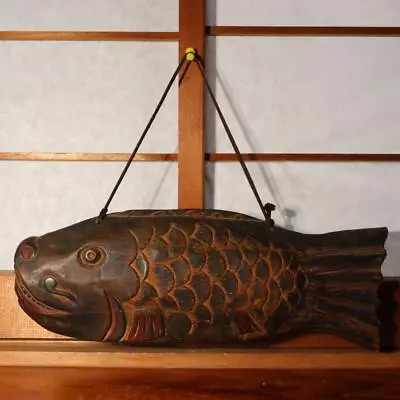 Japanese Wooden Kaiban Drum Mokugyo Jizai Kagi Carp Fish Gyoban Buddhism JZI102 • $155