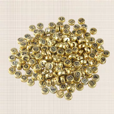 500PCS Vintage Gold Letter Beads For Jewelry Making • £9.65
