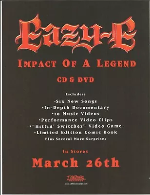 Nwa N.W.A. EAZY E Vintage 2002 PROMO TRADE AD Poster For Impact CD MINT 8.5x11 • $51.26