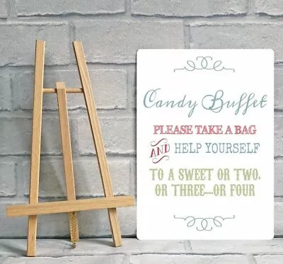 A4 Candy Buffet Sweet Table Metal Sign For Wedding Party With Easel -  MULTI • £13