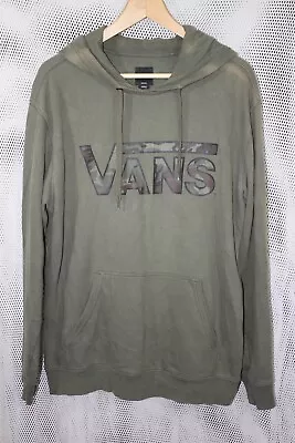 Vans Off The Wall CAMO LOGO Green Baggy Hoodie Size M Grunge Skater • £11.20