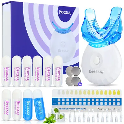 $23.34 • Buy BEESJUY Teeth Whitening Kit Bleaching Gel Dental Strength White Power Led System