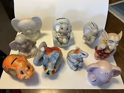 9 Vintage Elephant Piggy Banks Excellent Condition 3 With Japan Markings • $50