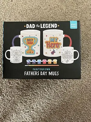 2x  Fathers Day Gift Mugs:  Best Dad & My Hero. Paint Your Own Dad The Legend • £11.99