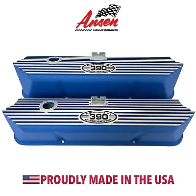 Ford FE 390 Tall Valve Covers Blue  POWERED BY 390 CUBIC INCHES  Style 1 • $275