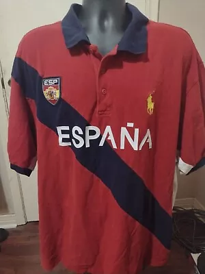 Polo Ralph Lauren ESP Espana #16 Short Sleeve Polo Shirt 4XB Big Red 100% Cotton • $42.99