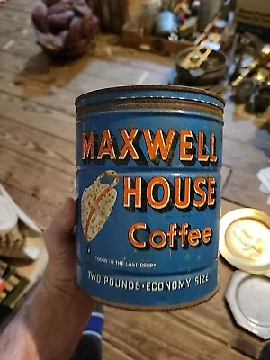 Vintage Maxwell House Coffee 2 Lb Economy Size Tin Full Of Buttons • $19.99