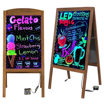 Large LED Message Writing Board Illuminated Erasable Neon Menu Board 2 Sizes US • $38.90