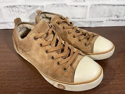 UGG Australia Evera Chestnut Suede Shearling Lace Sneakers Women’s 8.5 • $22.27