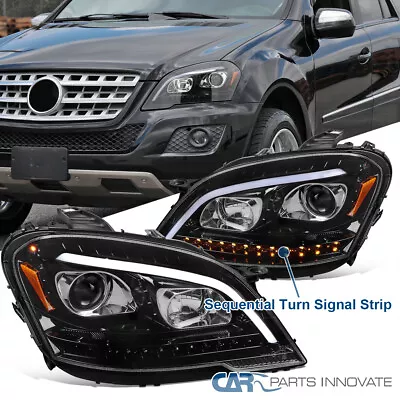 Fits 2009-2011 Benz W164 ML350 Projector Headlights LED Sequential Pearl Black • $384.95