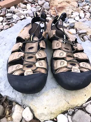 Keen Leather Waterproof Sandals Mens Size 11.5 Hiking Summer Spring Tan Brown • $17.94