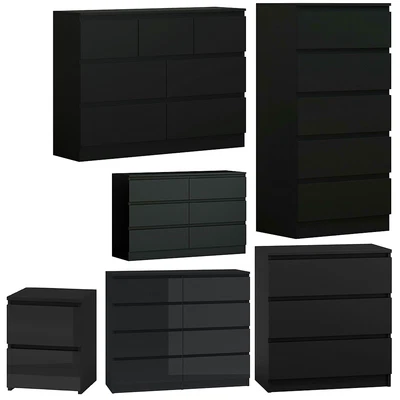 £143.99 • Buy Matt Black Chest Of Drawers Modern Bedroom Furniture 2/3/5/6/7 Or 8 Drawer Chest