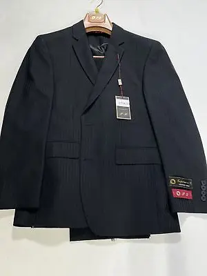 Mens P And L Black Micro Stripe Three Piece Suit 36S 30W NEW • $299.99
