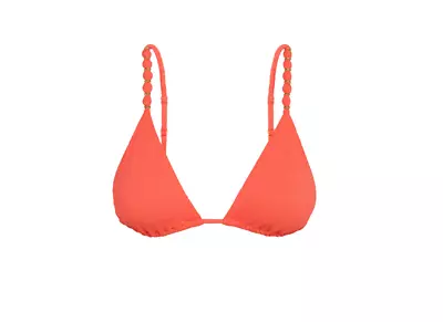 Vix By Paula Hermanny Beads Tri Parallel Bikini Top Sz D Cup Coral • $48