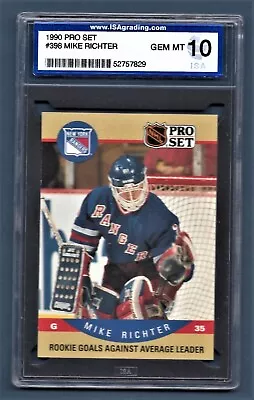 1990 Pro Set Mike Richter Rangers #398 Rookie ISA 10 #52757829 • $1750