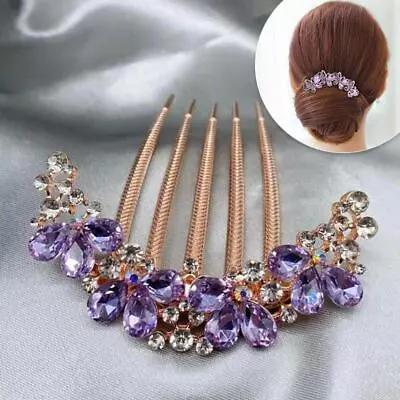 Women Colorful Rhinestone Hair Combs Hairpins Ladies Hair Clips Elegant Headwear • $0.92