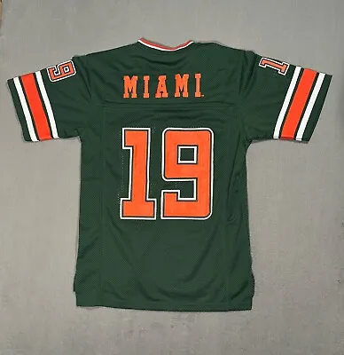 Miami Hurricanes NCAA Vtg FL Throwback Sport Football Jersey T Shirt YTH M 12-14 • $20