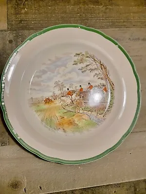 Spode Plate The Hunt Full Cry Green Band Fox Hunting Horse England • $32.17