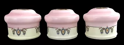 VTG Milk Glass~Floral Design~Set Of 3 Lamp Shades~Pendant~Torchere~3 1/2”~Pink • $49.99