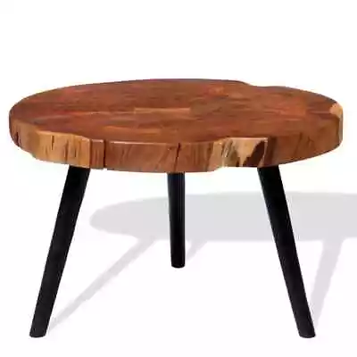 Solid Acacia Wood Rustic Coffee Table Industrial Metal Legs Unique Chic Brown • $187.85