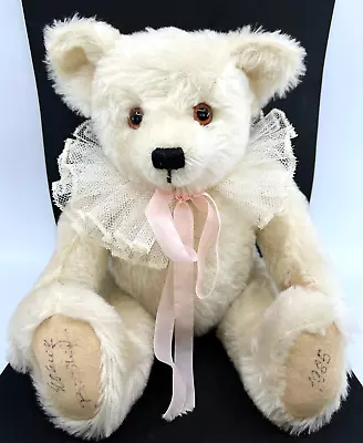 Steiff Ophelia Teddy Bear SIGNED 1985 Hans Otto Birgit White Mohair 42cm ID Vtg • $378.25