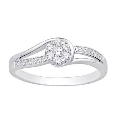 $947.72 • Buy 10 KT White Gold 1/5 CTTW Diamond Flower Ring